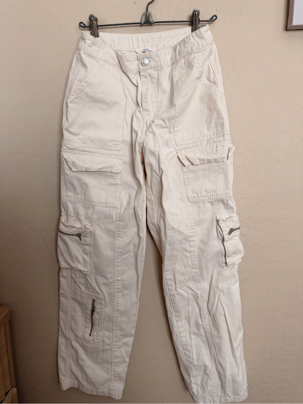 Cream Utility Cargo Pants with Multiple Pockets